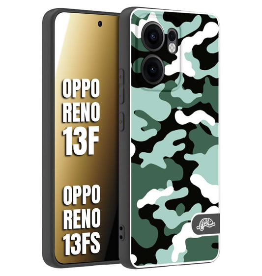 CUSTOMIZZA - Custodia cover nera morbida in tpu compatibile per Oppo Reno 13 F camouflage mimetico militare verde green