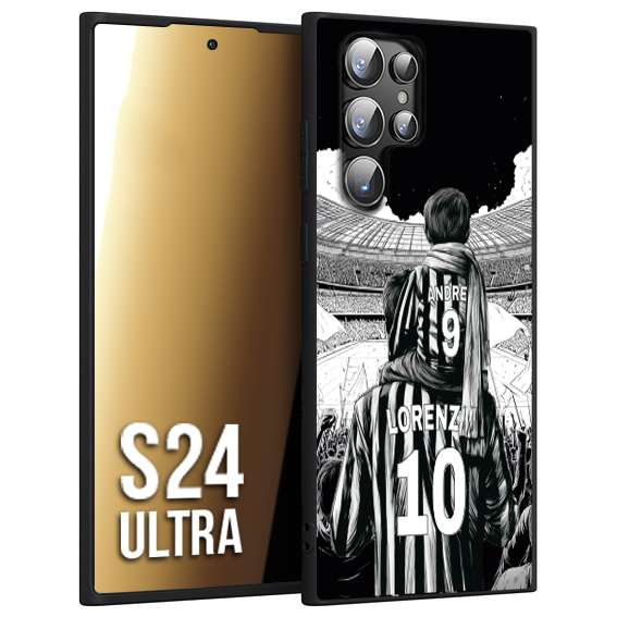 CUSTOMIZZA - Custodia cover nera morbida in tpu compatibile per Samsung S24 ULTRA personalizzata calcio football nome e numero calciatori bianconeri bianca e nera