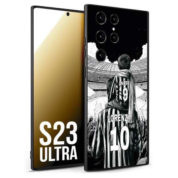 CUSTOMIZZA - Custodia cover nera morbida in tpu compatibile per Samsung S23 ULTRA personalizzata calcio football nome e numero calciatori bianconeri bianca e nera