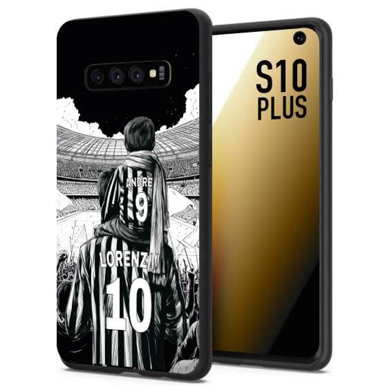CUSTOMIZZA - Custodia cover nera morbida in tpu compatibile per Samsung S10 PLUS personalizzata calcio football nome e numero calciatori bianconeri bianca e nera