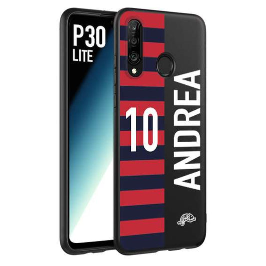 CUSTOMIZZA - Custodia cover nera morbida in tpu compatibile per Huawei P30 LITE personalizzata calcio football nome e numero calciatori rossoblu