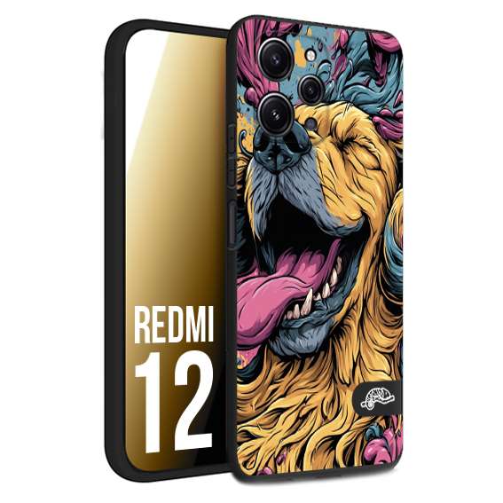 CUSTOMIZZA - Custodia cover nera morbida in tpu compatibile per Xiaomi Redmi 12 Golden Retriever illustrazione cane pop art cane street art cartone animato