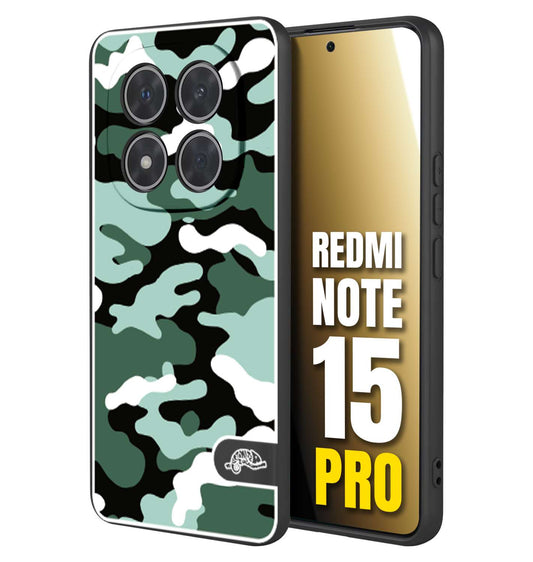 CUSTOMIZZA - Custodia cover nera morbida in tpu compatibile per Xiaomi Redmi Note 15 PRO camouflage mimetico militare verde green