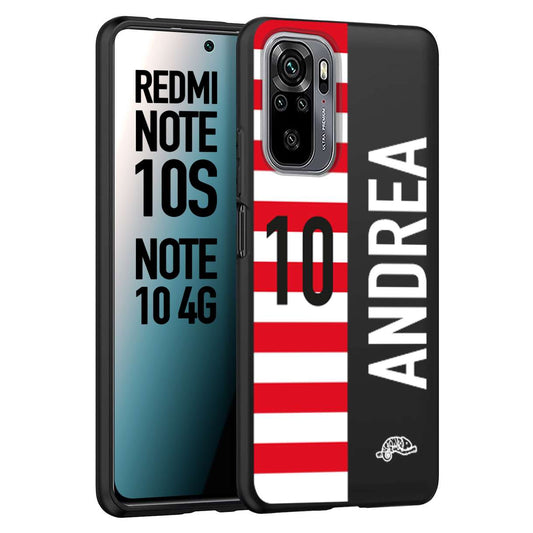 CUSTOMIZZA - Custodia cover nera morbida in tpu compatibile per Xiaomi Redmi Note 10S personalizzata calcio football nome e numero calciatori bianco rossa