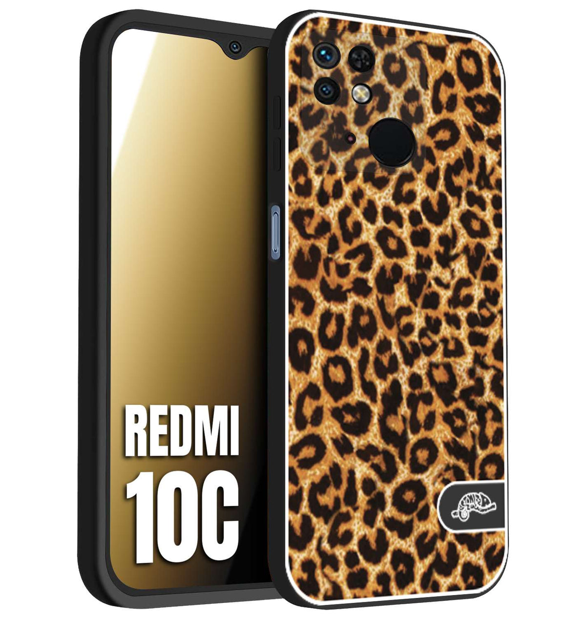 CUSTOMIZZA - Custodia cover nera morbida in tpu compatibile per Xiaomi Redmi 10C leopardato maculato donna marrone leopard brown
