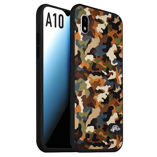 CUSTOMIZZA - Custodia cover nera morbida in tpu compatibile per Samsung A10 camouflage mimetico militare moderno blu marrone beige