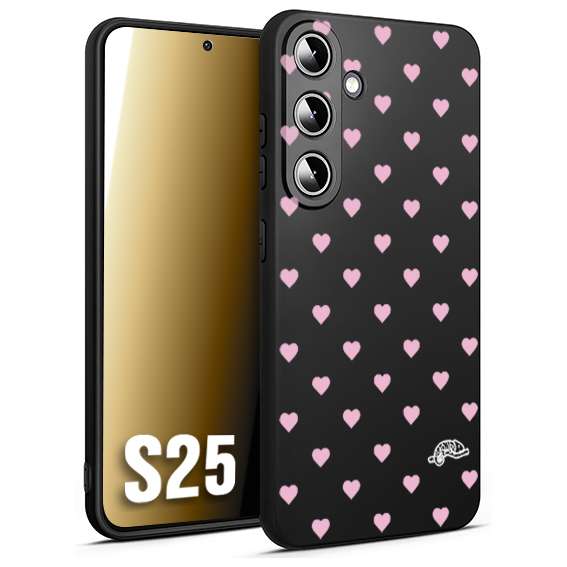 CUSTOMIZZA - Custodia cover nera morbida in tpu compatibile per Samsung S25 cuori pois rosa su nero donna pin up vintage