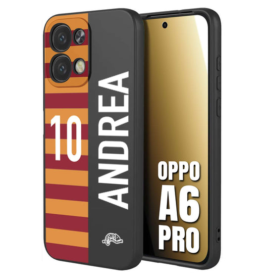 CUSTOMIZZA - Custodia cover nera morbida in tpu compatibile per Oppo A6 PRO personalizzata calcio football nome e numero calciatori giallo rossi