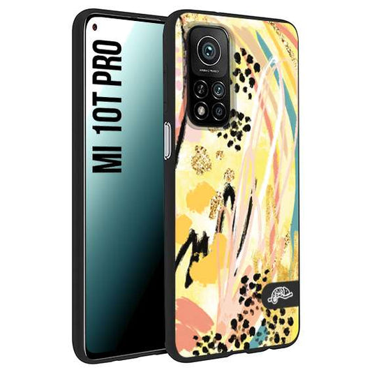 CUSTOMIZZA - Custodia cover nera morbida in tpu compatibile per Xiaomi Mi 10T PRO astratti donna flower fantasia estate gialla rosa leopardata