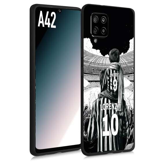 CUSTOMIZZA - Custodia cover nera morbida in tpu compatibile per Samsung A42 personalizzata calcio football nome e numero calciatori bianconeri bianca e nera