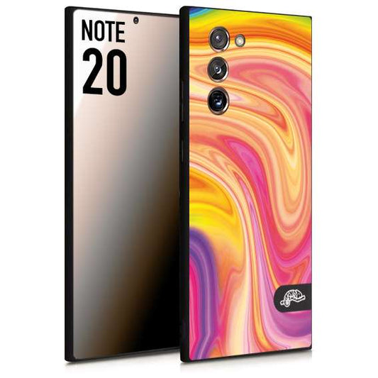 CUSTOMIZZA - Custodia cover nera morbida in tpu compatibile per Samsung NOTE 20 colorata fantasia vortice marmo onde rosa fucsia gialla