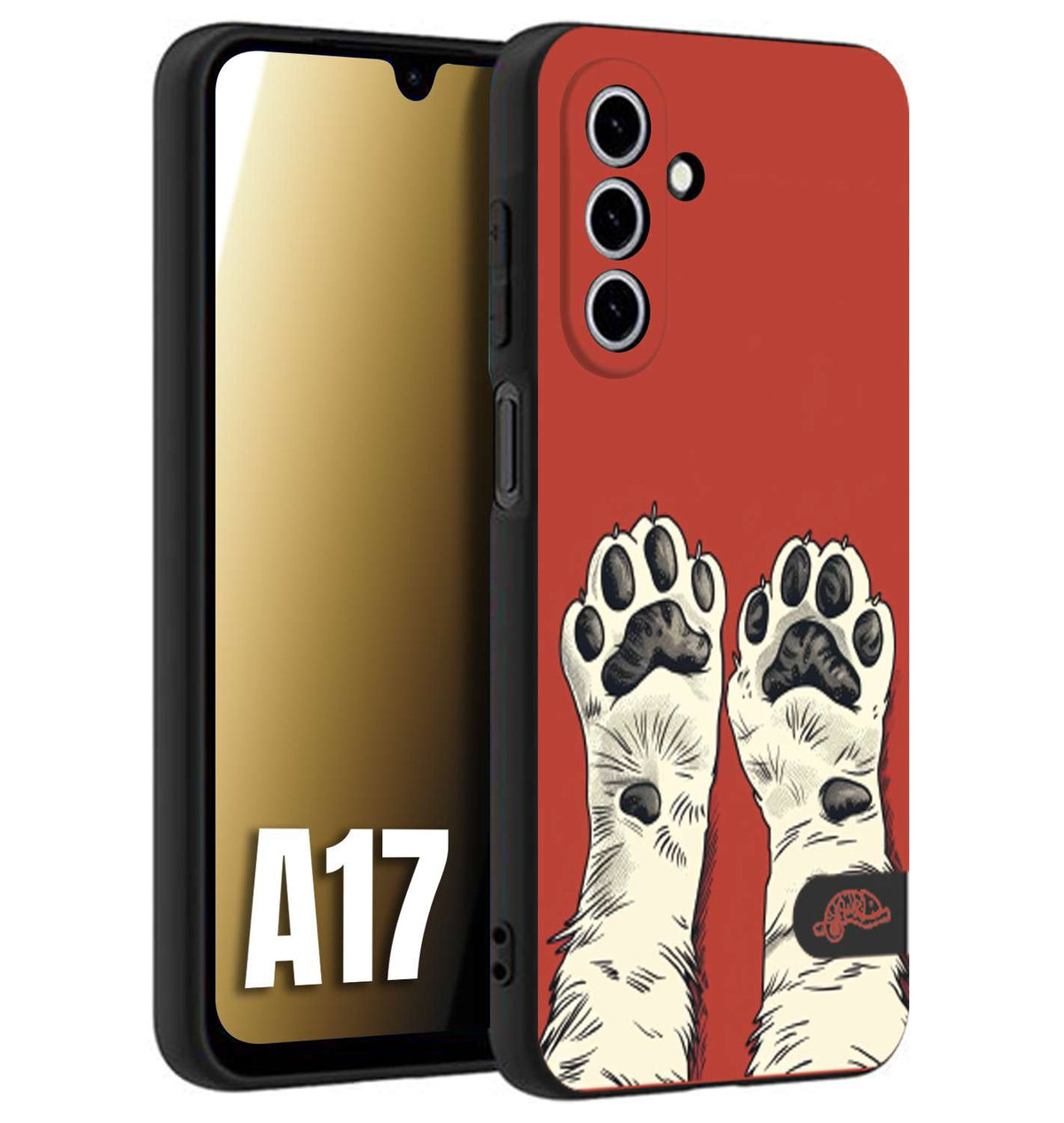 CUSTOMIZZA - Custodia cover nera morbida in tpu compatibile per Samsung A17 zampe di gatto cat paws rossa red disegnata fumetto cartoon
