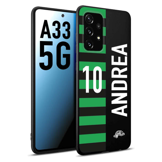 CUSTOMIZZA - Custodia cover nera morbida in tpu compatibile per Samsung A33 5G personalizzata calcio football nome e numero calciatori neroverde