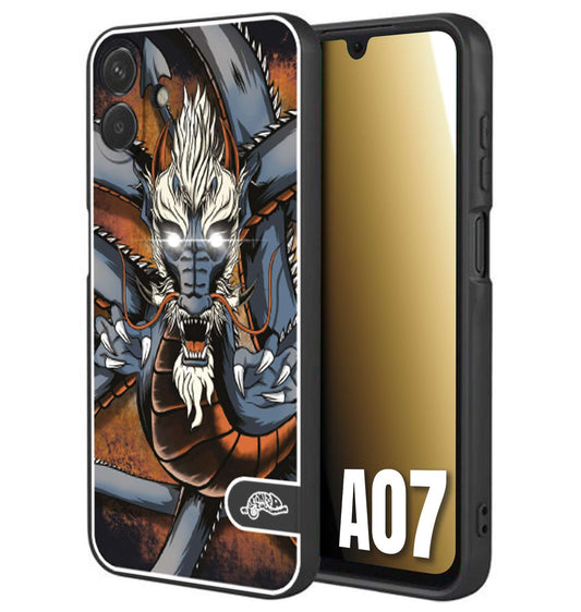 CUSTOMIZZA - Custodia cover nera morbida in tpu compatibile per Samsung A07 drago giapponese tattoo japan dragon