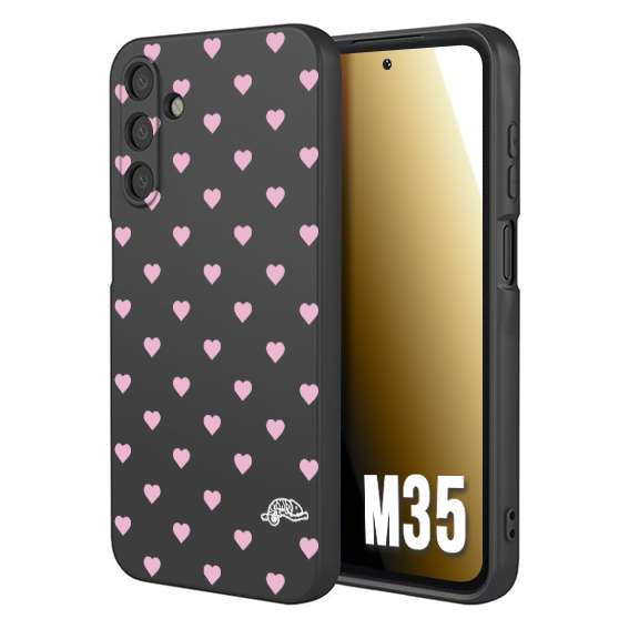 CUSTOMIZZA - Custodia cover nera morbida in tpu compatibile per Samsung M35 cuori pois rosa su nero donna pin up vintage