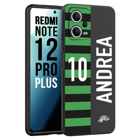 CUSTOMIZZA - Custodia cover nera morbida in tpu compatibile per Xiaomi Redmi Note 12 PRO PLUS personalizzata calcio football nome e numero calciatori neroverde