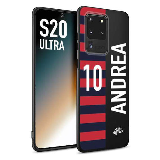 CUSTOMIZZA - Custodia cover nera morbida in tpu compatibile per Samsung S20 ULTRA personalizzata calcio football nome e numero calciatori rossoblu