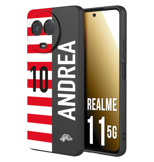 CUSTOMIZZA - Custodia cover nera morbida in tpu compatibile per Oppo Realme 11 5G personalizzata calcio football nome e numero calciatori bianco rossa