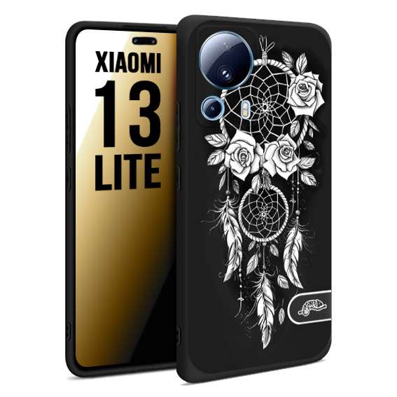 CUSTOMIZZA - Custodia cover nera morbida in tpu compatibile per Xiaomi 13 LITE acchiappasogni dreamcatcher black and white bianco a rilievo disegnato tattoo tatuaggio