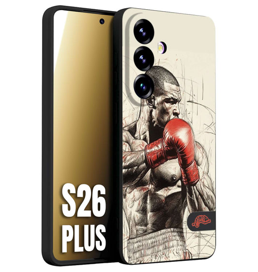 CUSTOMIZZA - Custodia cover nera morbida in tpu compatibile per Samsung S26 PLUS pugilato pugili disegno tattoo guantoni box sport ring