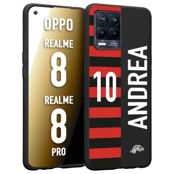 CUSTOMIZZA - Custodia cover nera morbida in tpu compatibile per Realme 8 - 8 PRO personalizzata calcio football nome e numero calciatori rossonera