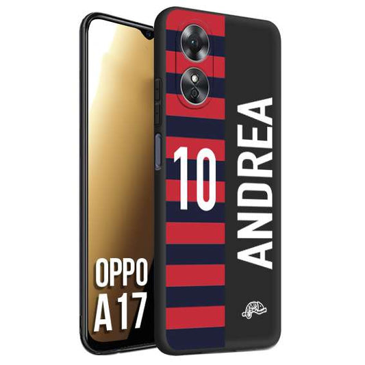 CUSTOMIZZA - Custodia cover nera morbida in tpu compatibile per Oppo A17 personalizzata calcio football nome e numero calciatori rossoblu