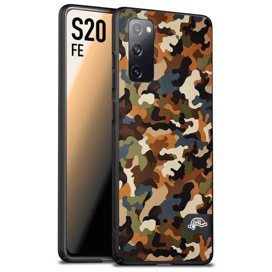 CUSTOMIZZA - Custodia cover nera morbida in tpu compatibile per Samsung S20 FE camouflage mimetico militare moderno blu marrone beige