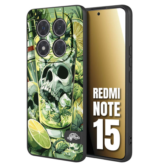CUSTOMIZZA - Custodia cover nera morbida in tpu compatibile per Xiaomi Redmi Note 15 Mojito cocktail teschio illustrazione drink lime menta ghiacci tropicale street art