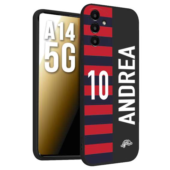 CUSTOMIZZA - Custodia cover nera morbida in tpu compatibile per Samsung A14 5G personalizzata calcio football nome e numero calciatori rossoblu