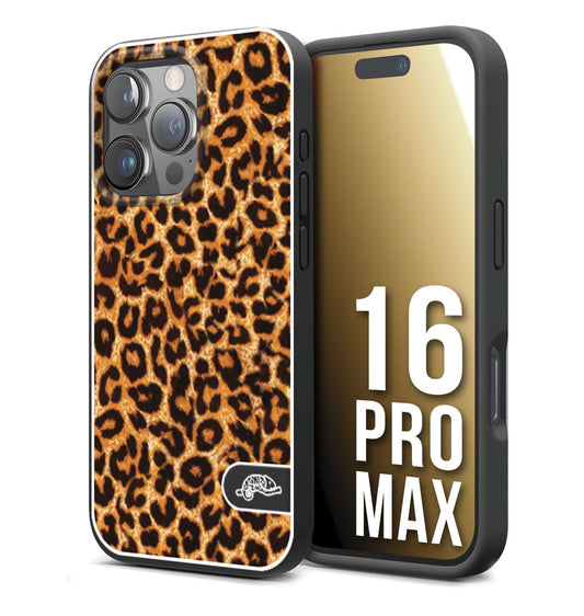 CUSTOMIZZA - Custodia cover nera morbida in tpu compatibile per iPhone 16 PRO MAX leopardato maculato donna marrone leopard brown