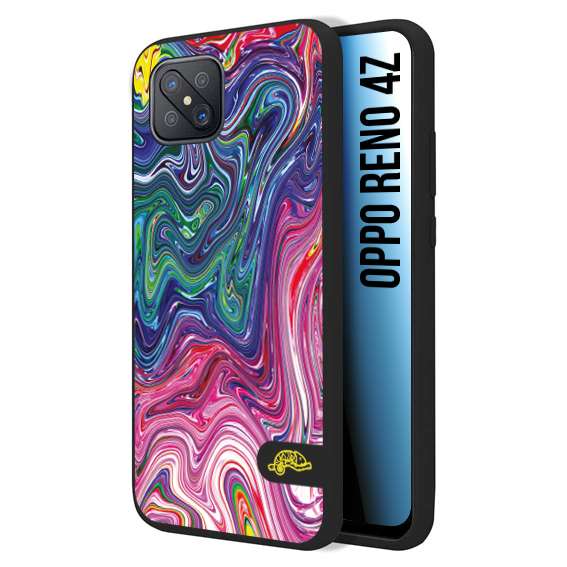 CUSTOMIZZA - Custodia cover nera morbida in tpu compatibile per Oppo Reno 4Z colorata fantasia vortice marmo arcobaleno rosa blu fucsia