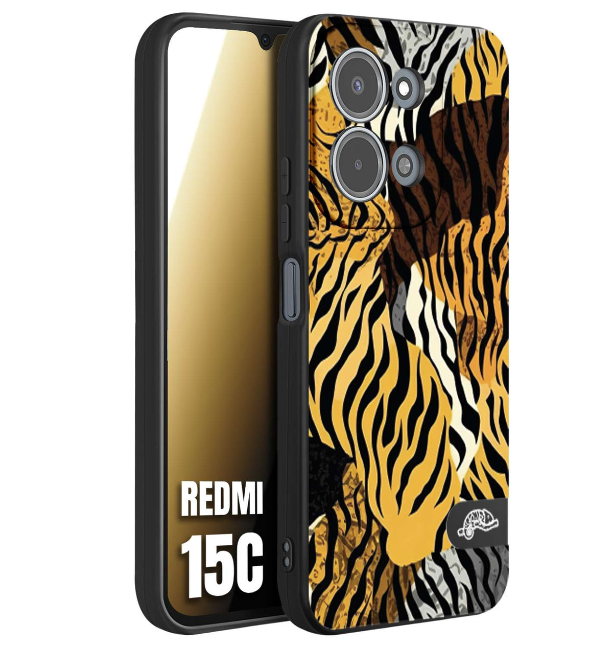 CUSTOMIZZA - Custodia cover nera morbida in tpu compatibile per Xiaomi Redmi 15C leopardato tigrato tiger colorata donna fashion estate