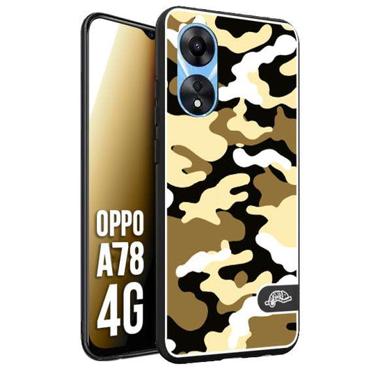 CUSTOMIZZA - Custodia cover nera morbida in tpu compatibile per Oppo A78 4G camouflage mimetico militare giallo desert brown