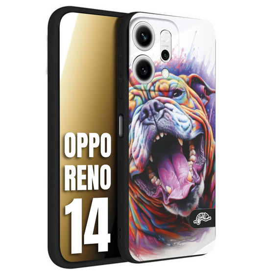 CUSTOMIZZA - Custodia cover nera morbida in tpu compatibile per Oppo Reno 14 animali color bulldog cane dog colori vibranti disegnato schizzo