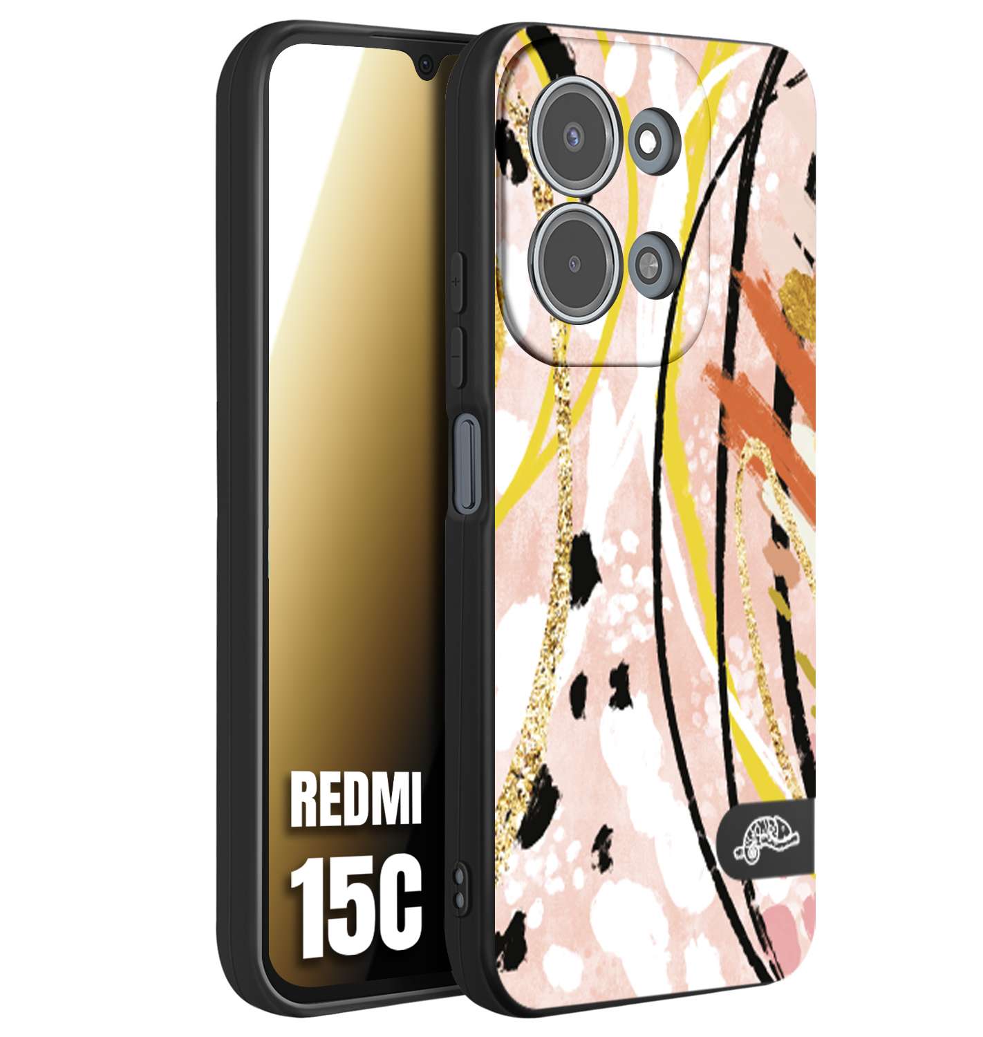 CUSTOMIZZA - Custodia cover nera morbida in tpu compatibile per Xiaomi Redmi 15C fiori astratti donna zebrato leopardato fantasia dorata gialla rosa colorata