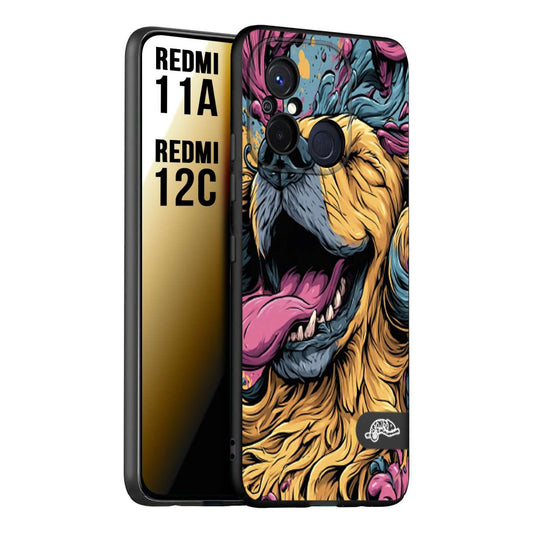 CUSTOMIZZA - Custodia cover nera morbida in tpu compatibile per Xiaomi Redmi 11A - 12C Golden Retriever illustrazione cane pop art cane street art cartone animato