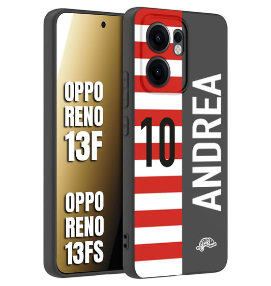 CUSTOMIZZA - Custodia cover nera morbida in tpu compatibile per Oppo Reno 13 F personalizzata calcio football nome e numero calciatori bianco rossa