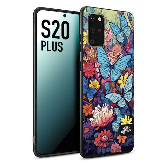 CUSTOMIZZA - Custodia cover nera morbida in tpu compatibile per Samsung S20 PLUS farfalle butterfly moderno donna disegnate gialla blu rosa