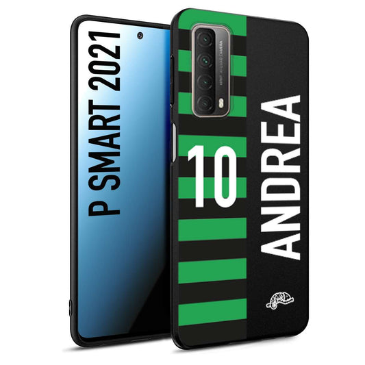 CUSTOMIZZA - Custodia cover nera morbida in tpu compatibile per Huawei P Smart 2021 personalizzata calcio football nome e numero calciatori neroverde