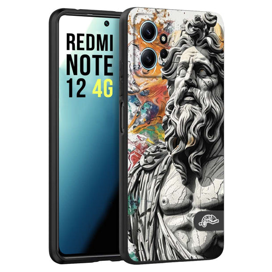 CUSTOMIZZA - Custodia cover nera morbida in tpu compatibile per Xiaomi Redmi Note 12 4G statua colorata moderna antico tattoo splash color