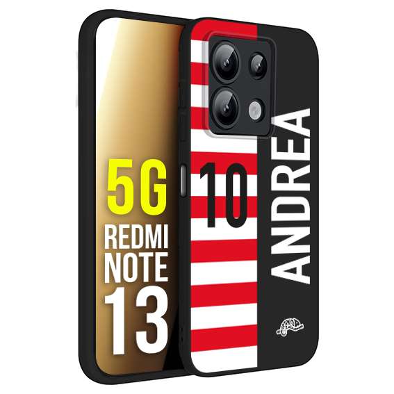 CUSTOMIZZA - Custodia cover nera morbida in tpu compatibile per Xiaomi Redmi Note 13 5G personalizzata calcio football nome e numero calciatori bianco rossa