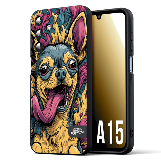 CUSTOMIZZA - Custodia cover nera morbida in tpu compatibile per Samsung A15 5G Chihuahua illustrazione cane pop art cane street art cartone animato