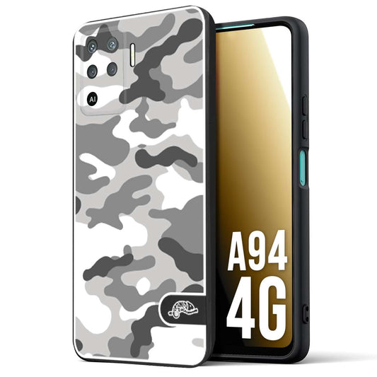 CUSTOMIZZA - Custodia cover nera morbida in tpu compatibile per Oppo A94 4G camouflage mimetico militare bianco white