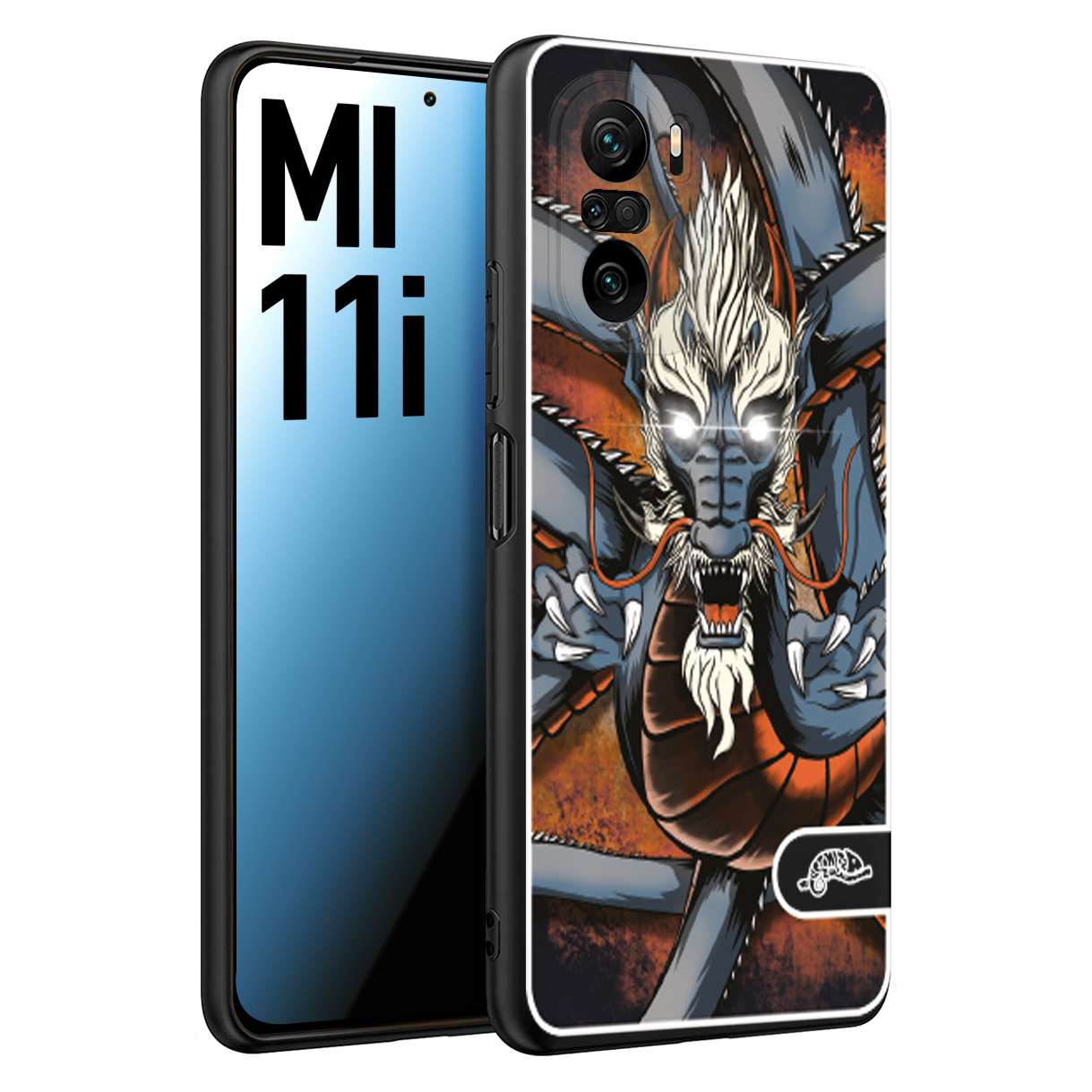 CUSTOMIZZA - Custodia cover nera morbida in tpu compatibile per Xiaomi Mi 11i drago giapponese tattoo japan dragon