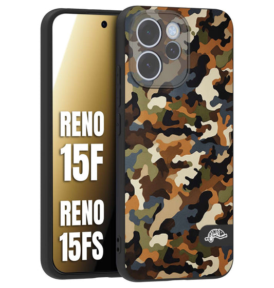 CUSTOMIZZA - Custodia cover nera morbida in tpu compatibile per Oppo Reno 15 F - Reno 15 FS camouflage mimetico militare moderno blu marrone beige