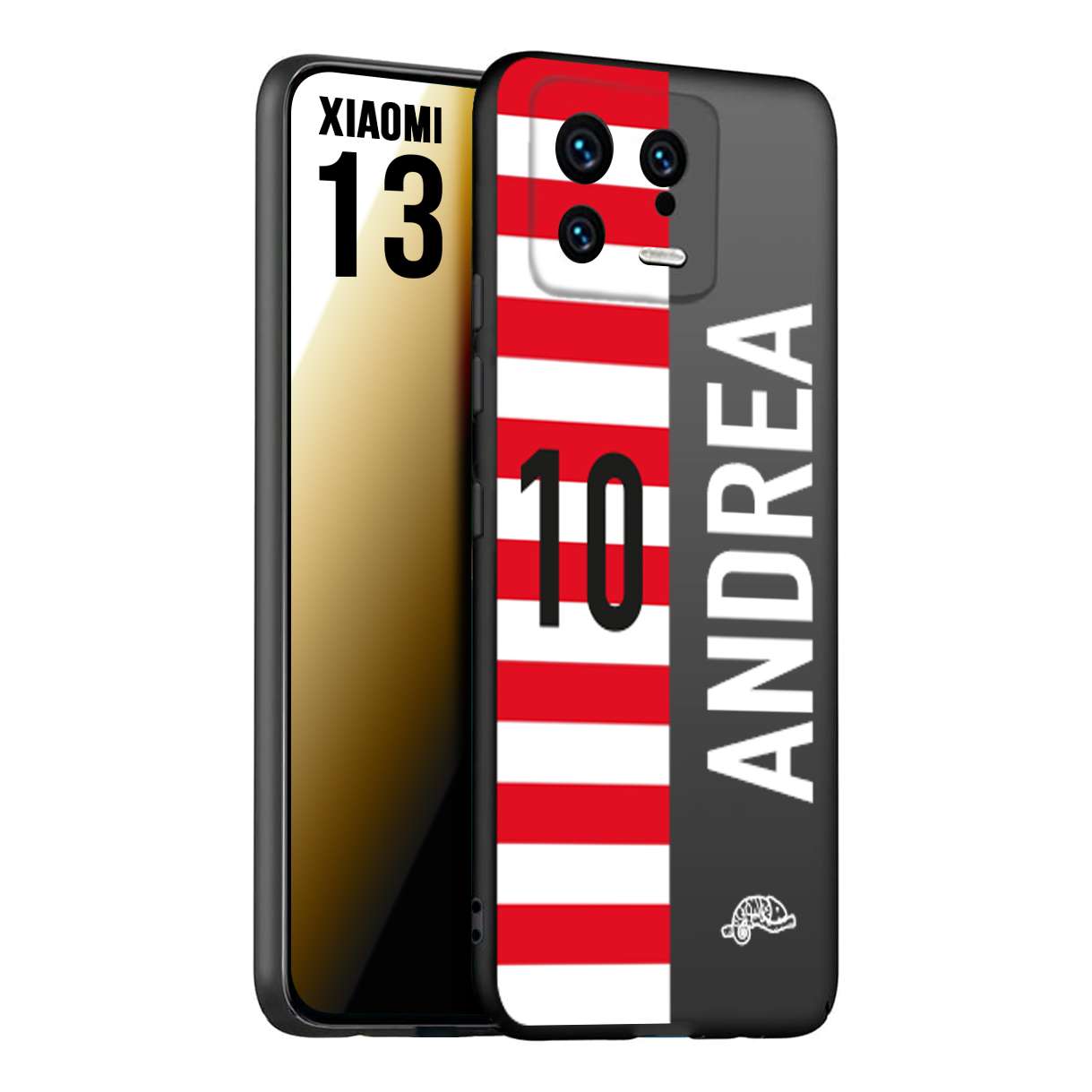 CUSTOMIZZA - Custodia cover nera morbida in tpu compatibile per Xiaomi 13 personalizzata calcio football nome e numero calciatori bianco rossa