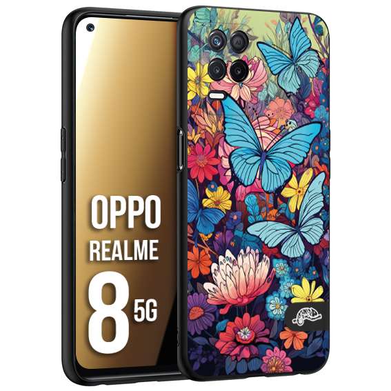 CUSTOMIZZA - Custodia cover nera morbida in tpu compatibile per Oppo Realme 9 5G - 9 PRO farfalle butterfly moderno donna disegnate gialla blu rosa