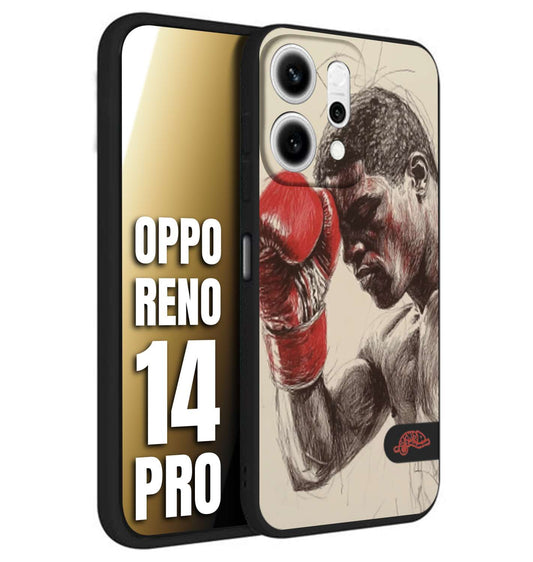 CUSTOMIZZA - Custodia cover nera morbida in tpu compatibile per Oppo Reno 14 PRO pugilato pugili disegno tattoo guantoni boxer pesi massimi