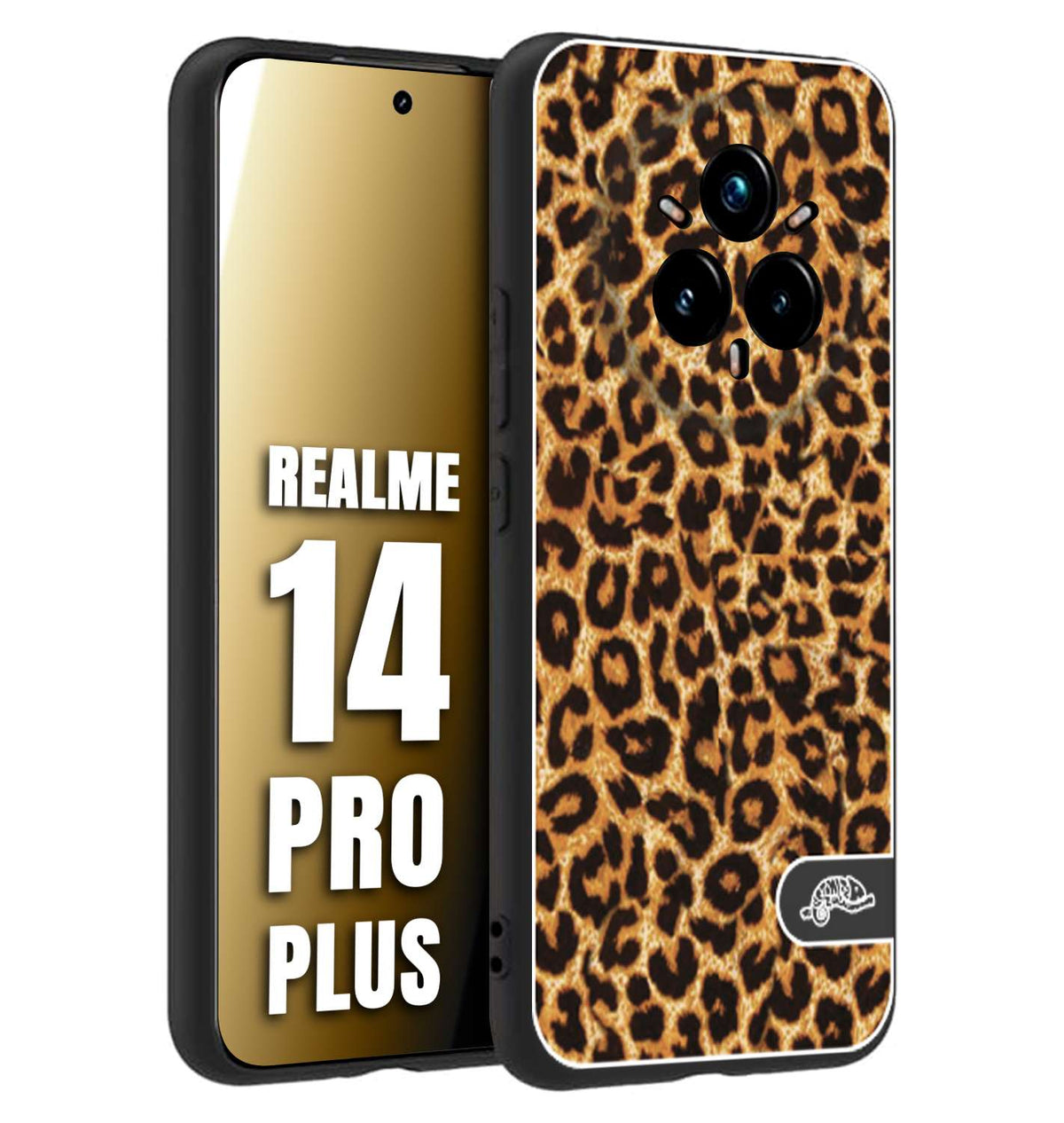 CUSTOMIZZA - Custodia cover nera morbida in tpu compatibile per Realme 14 PRO PLUS leopardato maculato donna marrone leopard brown