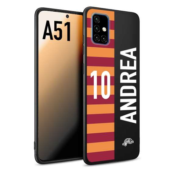 CUSTOMIZZA - Custodia cover nera morbida in tpu compatibile per Samsung A51 personalizzata calcio football nome e numero calciatori giallo rossi